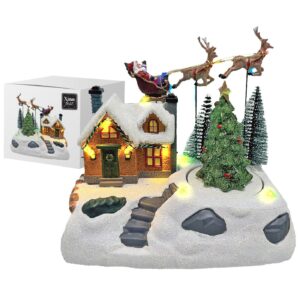 Χωριό Xmas Ιπτάμενοι Τάρανδοι - Έλκηθρο 18x18x11cm Xmasfest 1133482