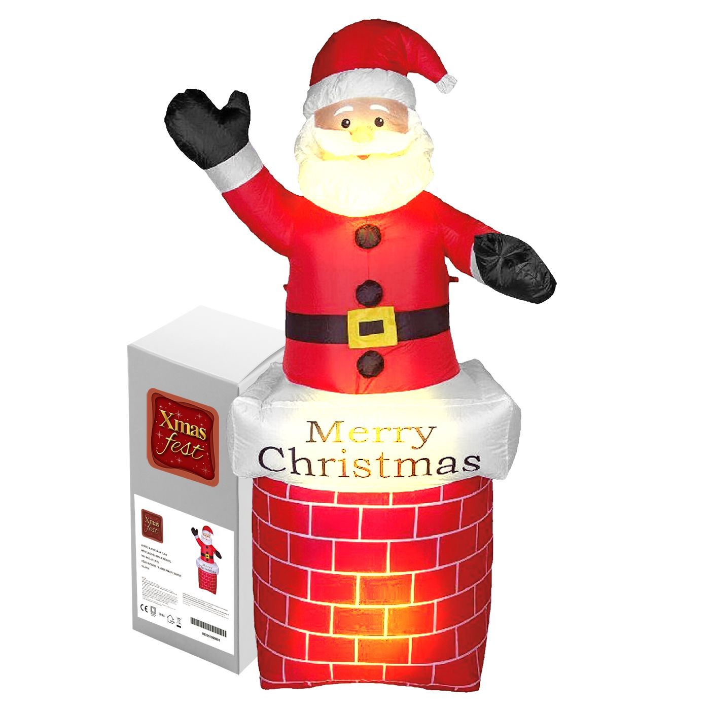 Άγιος Καμινάδα 2,1m με φως Φουσκώνει-Ηλεκτρικός Ip44 Xmasfest 1133530 Άγιος Καμινάδα 2