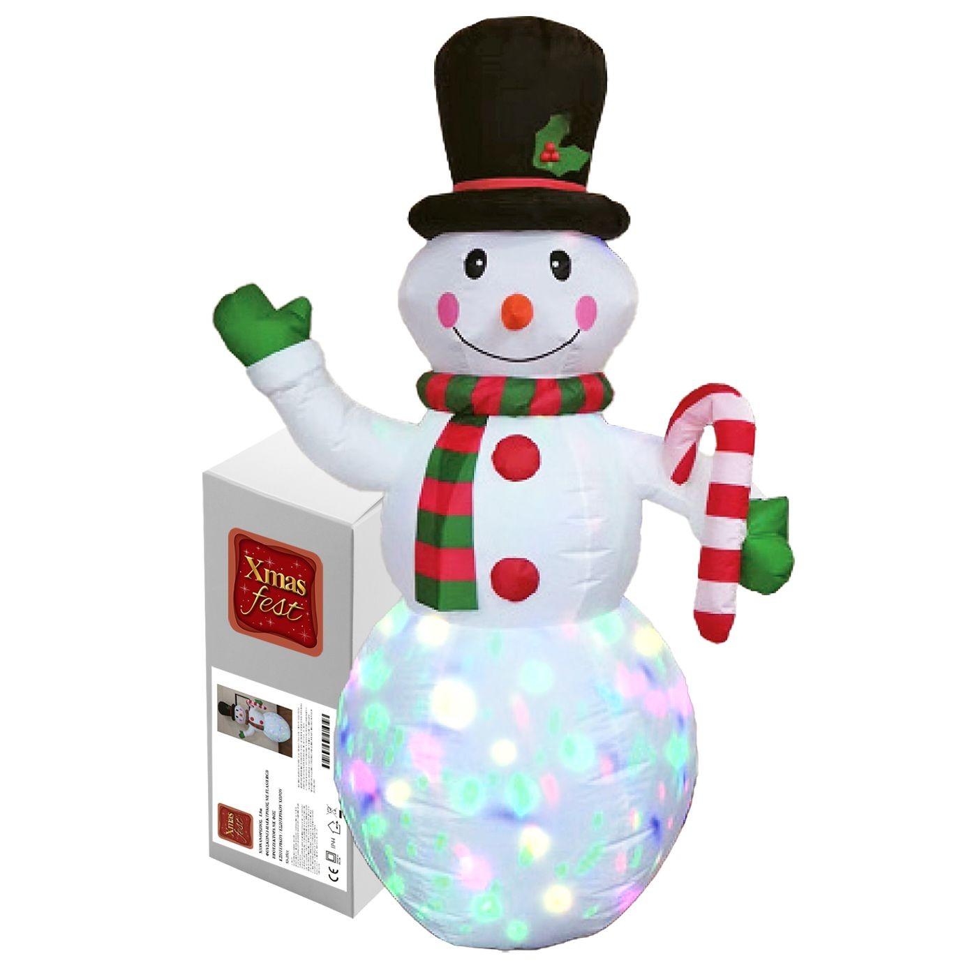 Χιονάνθρωπος 1,8m Φουσκώνει-Ηλεκτρικός με Προτζέκτορα Ip44 Xmasfest 1133531 Χιονάνθρωπος 1