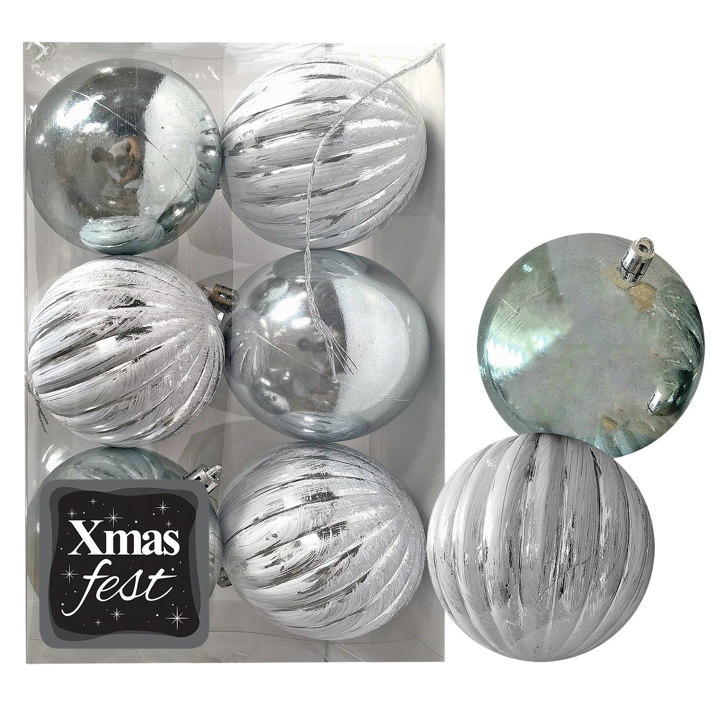 Μπάλες Ανάγλυφες Αντικέ μιξ με Γκριζοπράσινες πακ=6τεμ φ6 ø6cm Xmasfest 1133581 Μπάλες Ανάγλυφες Αντικέ μιξ με Γκριζοπράσινες πακ=6τεμ φ6 ø6cm Xmasfest 1133581