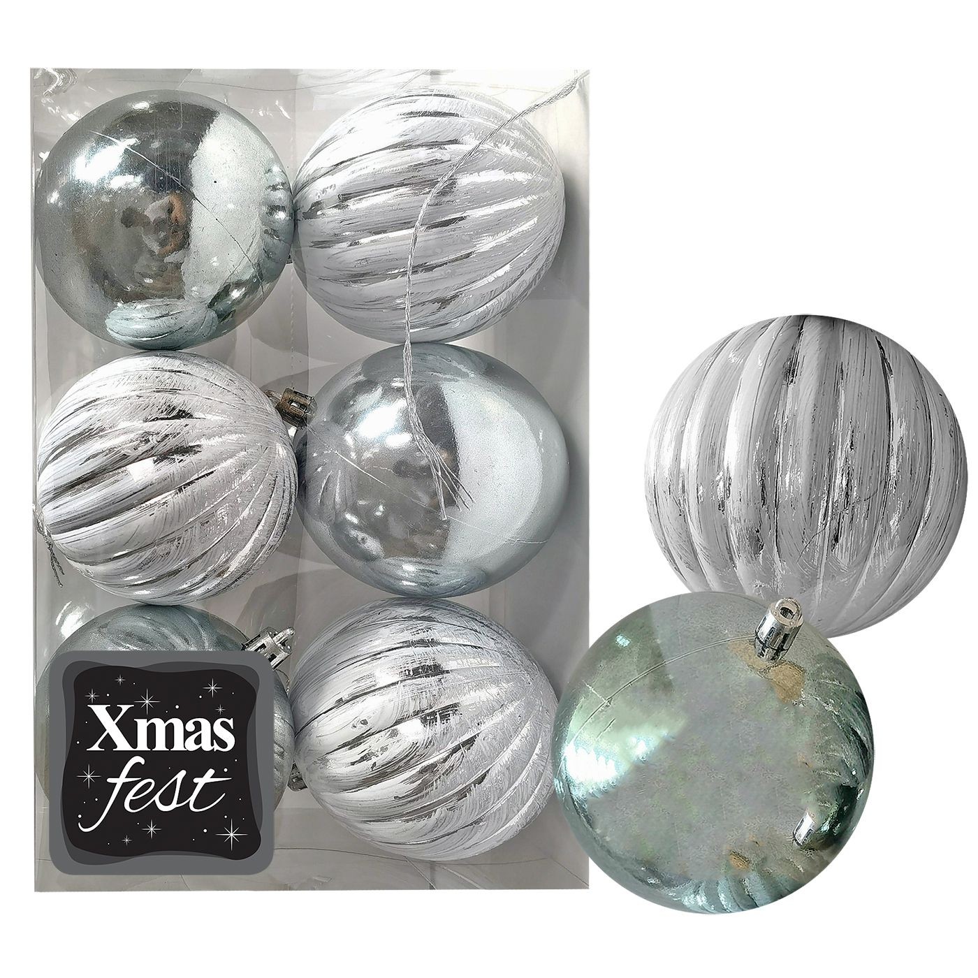 Μπάλες Ανάγλυφες Αντικέ μιξ με Γκριζοπράσινες πακ=6τεμ φ8 ø8cm Xmasfest 1133583 Μπάλες Ανάγλυφες Αντικέ μιξ με Γκριζοπράσινες πακ=6τεμ φ8 ø8cm Xmasfest 1133583