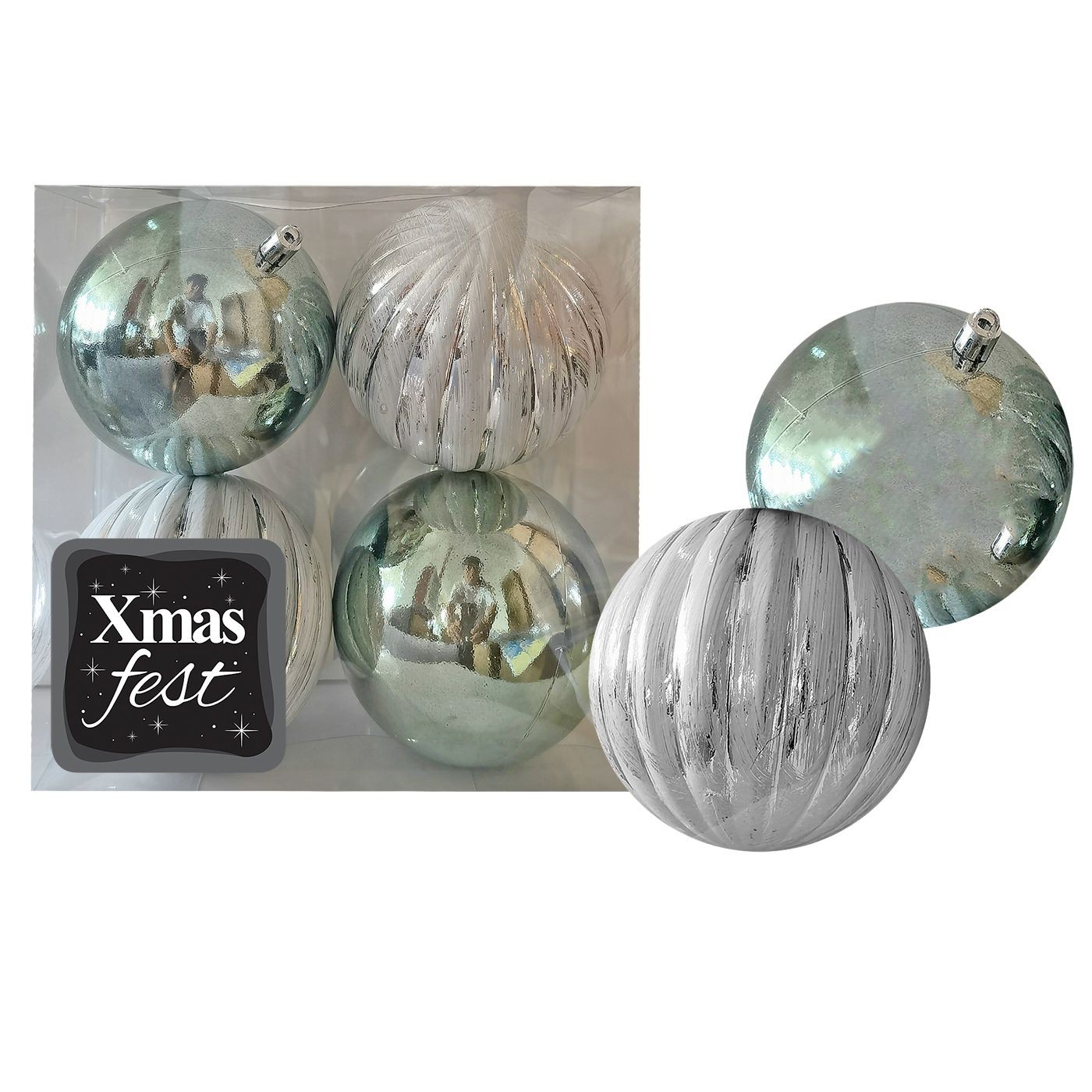 Μπάλες Ανάγλυφες Αντικέ μιξ με Γκριζοπράσινες πακ=4τεμ φ10 ø10cm Xmasfest 1133584 Μπάλες Ανάγλυφες Αντικέ μιξ με Γκριζοπράσινες πακ=4τεμ φ10 ø10cm Xmasfest 1133584