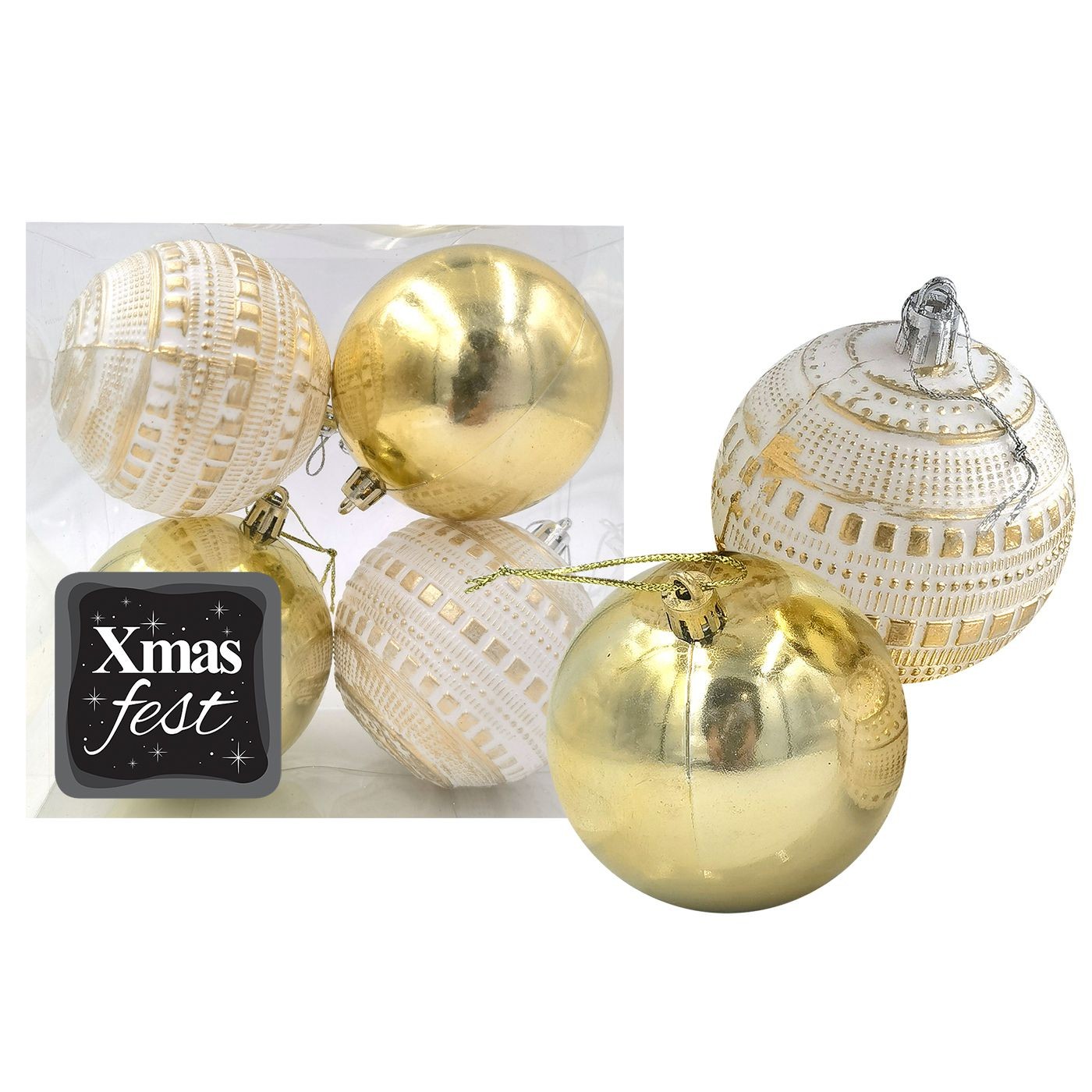 Μπάλες Ανάγλυφες Αντικέ μιξ με Χρυσές πακ=4τεμ φ10 ø10cm Xmasfest 1133588 Μπάλες Ανάγλυφες Αντικέ μιξ με Χρυσές πακ=4τεμ φ10 ø10cm Xmasfest 1133588