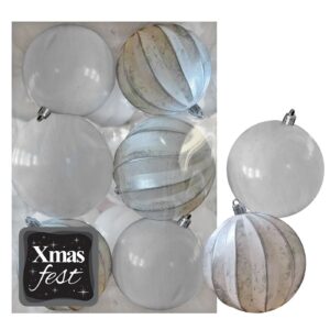 Μπάλες Ανάγλυφες Αντικέ μιξ με Λευκές πακ=6τεμ φ6 ø6cm Xmasfest 1133589