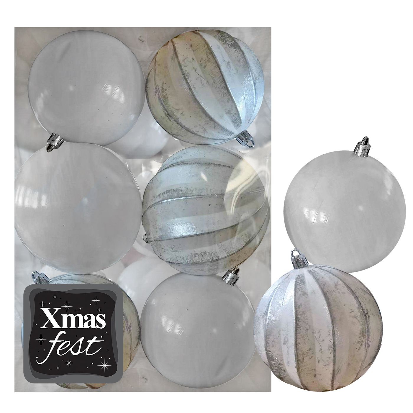 Μπάλες Ανάγλυφες Αντικέ μιξ με Λευκές πακ=6τεμ φ6 ø6cm Xmasfest 1133589 Μπάλες Ανάγλυφες Αντικέ μιξ με Λευκές πακ=6τεμ φ6 ø6cm Xmasfest 1133589