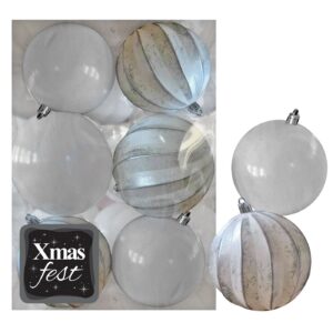 Μπάλες Ανάγλυφες Αντικέ μιξ με Λευκές πακ=6τεμ φ7 ø7cm Xmasfest 1133590