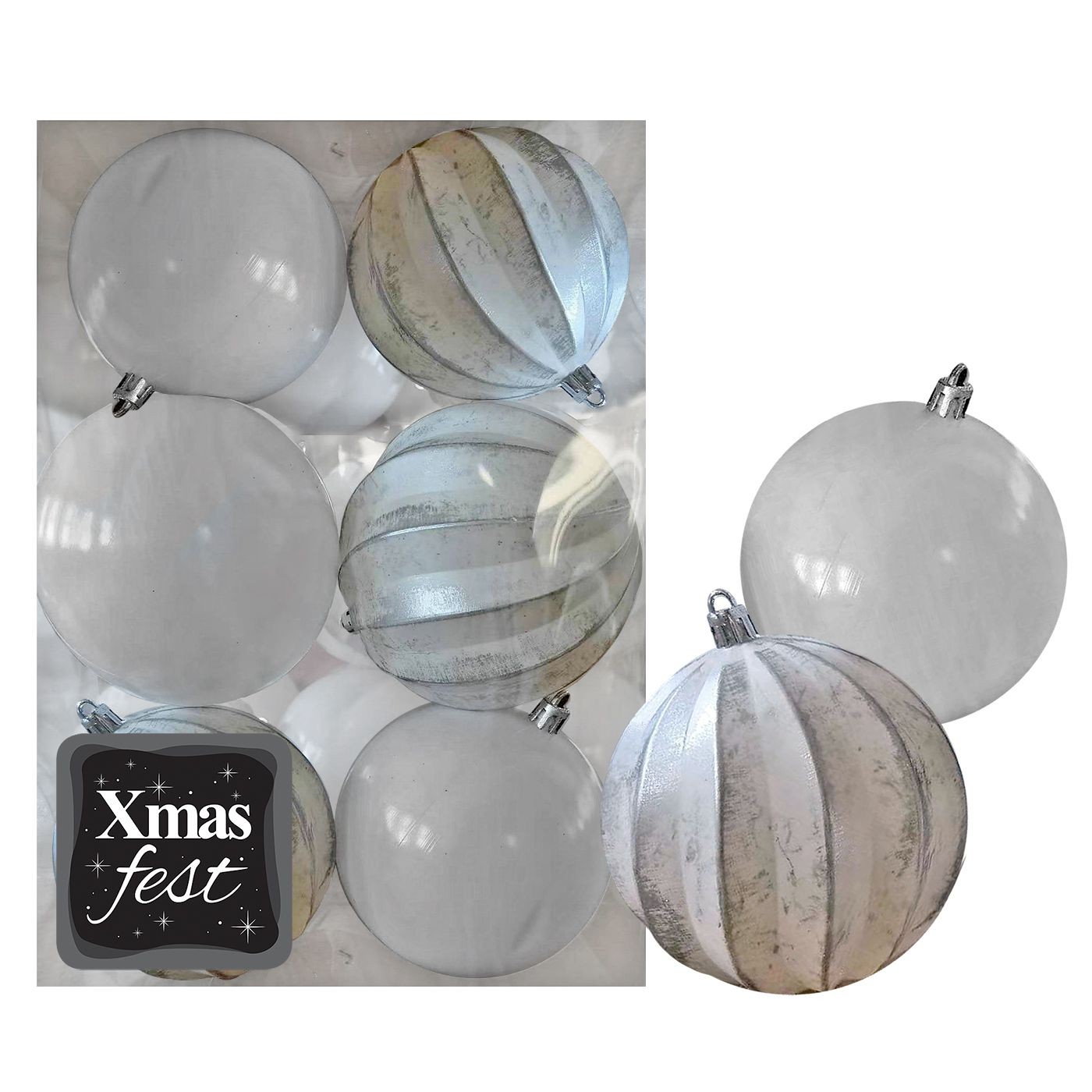 Μπάλες Ανάγλυφες Αντικέ μιξ με Λευκές πακ=6τεμ φ8 ø8cm Xmasfest 1133591 Μπάλες Ανάγλυφες Αντικέ μιξ με Λευκές πακ=6τεμ φ8 ø8cm Xmasfest 1133591