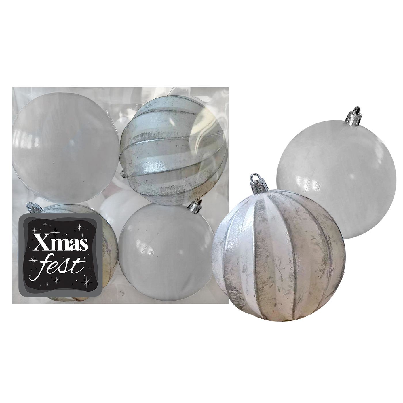 Μπάλες Ανάγλυφες Αντικέ μιξ με Λευκές πακ=4τεμ φ10 ø10cm Xmasfest 1133592 Μπάλες Ανάγλυφες Αντικέ μιξ με Λευκές πακ=4τεμ φ10 ø10cm Xmasfest 1133592