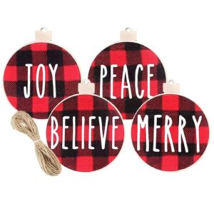 Στολίδια Ξύλινα Καρώ Ευχές σετ=3 τεμ ø7