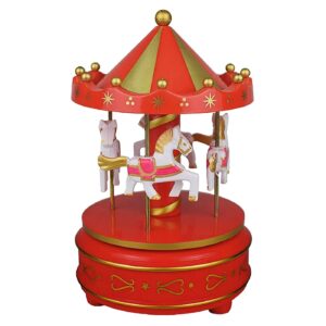 Καρουζέλ Κουρδιστό Κόκκινο-Χρυσό 17x11cm Xmasfest 1133698