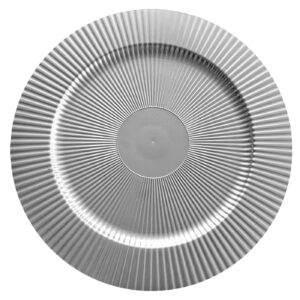 Πιατέλα Πλαστική Ασημί με Γραμμές ø31cm Xmasfest 1133876