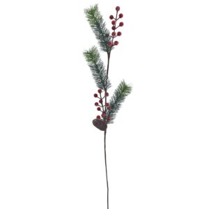 Κλαδί με Κουκουνάρι & γκι Χιονισμένα 72cm Xmasfest 1133901