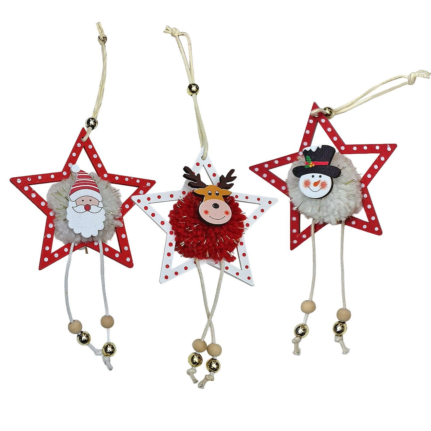 Στολίδι Ξύλινο Αστέρι με Φουντωτή Μπάλα 18x10cm Xmasfest 1134033 Στολίδι Ξύλινο Αστέρι με Φουντωτή Μπάλα 18x10cm Xmasfest 1134033