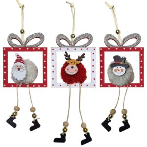 Στολίδι Ξύλινο Δωράκι με Φουντωτή Μπάλα 18x10cm Xmasfest 1134035