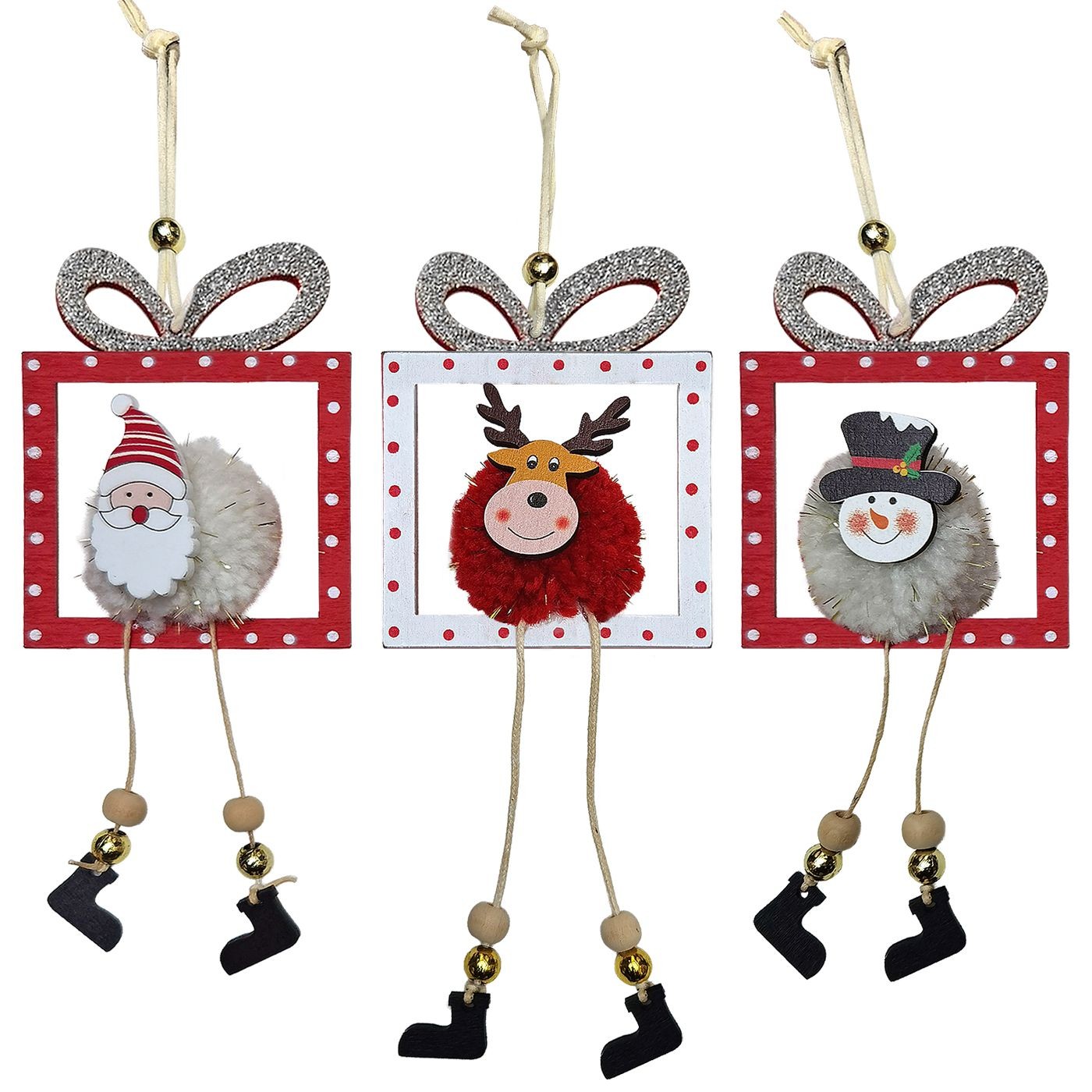 Στολίδι Ξύλινο Δωράκι με Φουντωτή Μπάλα 18x10cm Xmasfest 1134035 Στολίδι Ξύλινο Δωράκι με Φουντωτή Μπάλα 18x10cm Xmasfest 1134035