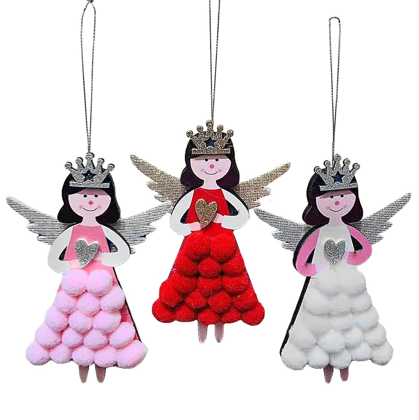 Στολίδι Ξύλινο Αγγελάκι με Φουντίτσες 14x10cm Xmasfest 1134037 Στολίδι Ξύλινο Αγγελάκι με Φουντίτσες 14x10cm Xmasfest 1134037