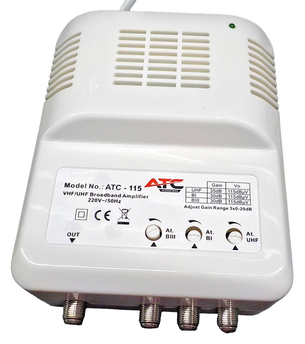 ATC Κεντρικός Ενισχυτής ATC-115 UHF/VHF 35dB/30dB ATC Κεντρικός Ενισχυτής ATC-115 UHF/VHF 35dB/30dB