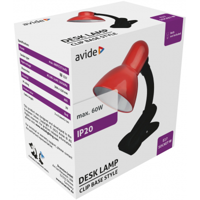 Avide Basic Φωτιστικό Γραφείου Κλιπ Κόκκινο Max 60W Avide Basic Φωτιστικό Γραφείου Κλιπ Κόκκινο Max 60W - Image 2