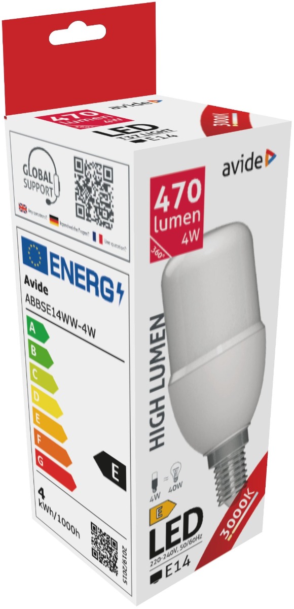 Avide LED Bright Stick Bulb T37 4W E14 Θερμό 3000K Avide LED Bright Stick Bulb T37 4W E14 Θερμό 3000K
