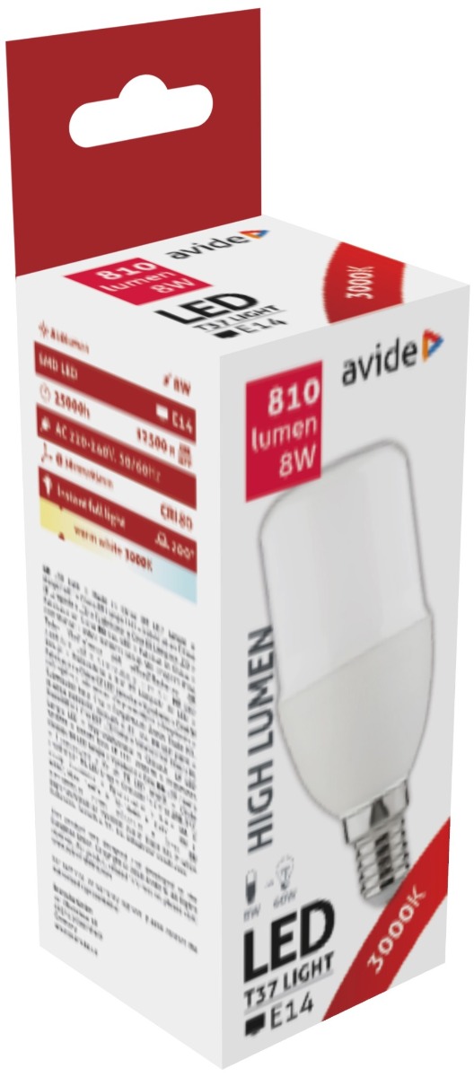 Avide LED Bright Stick Bulb T37 8W E14 Θερμό 3000K Avide LED Bright Stick Bulb T37 8W E14 Θερμό 3000K