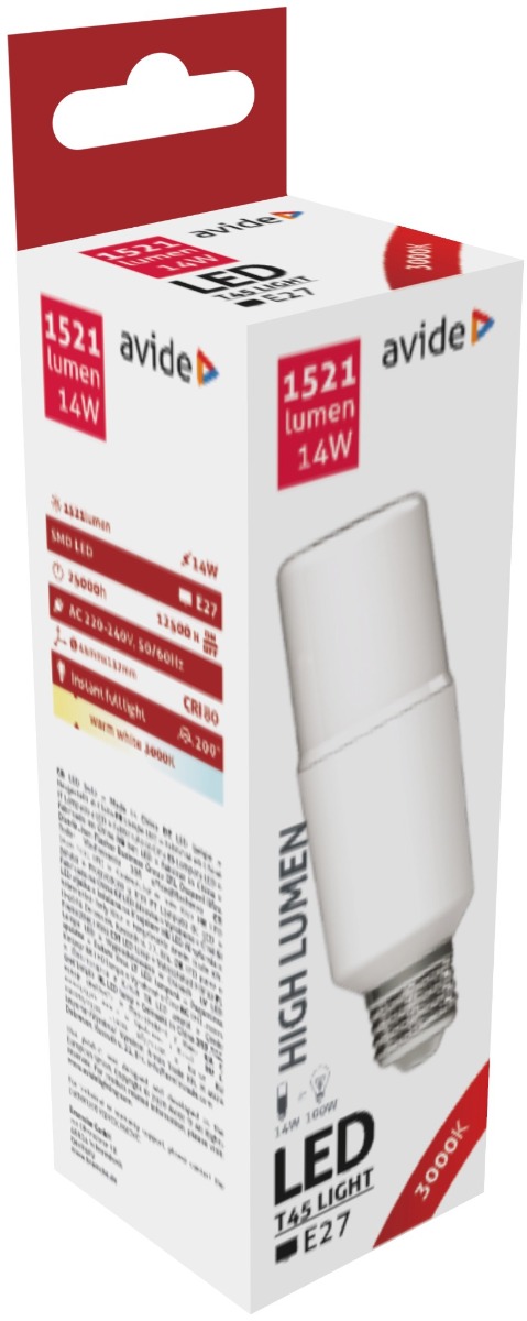 Avide LED Bright Stick Bulk T45 15W E27 Θερμό 3000K Avide LED Bright Stick Bulk T45 15W E27 Θερμό 3000K