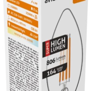 Avide LED Filament Κερί 4.9W E14 Λευκό 4000K Super Υψηλής Φωτεινότητας