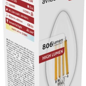 Avide LED Filament Κερί 6.5W E14 Θερμό 2700K Υψηλής Φωτεινότητας