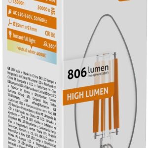 Avide LED Filament Κερί 6.5W E14 Λευκό 4000K Υψηλής Φωτεινότητας