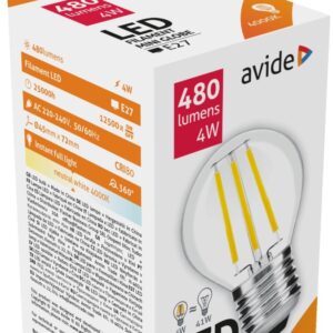 Avide LED Filament Σφαιρική  4W E27 360° Λευκό 4000K