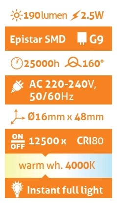 Avide LED G9 2.5W 160° Λευκό 4000K Avide LED G9 2.5W 160° Λευκό 4000K - Image 3