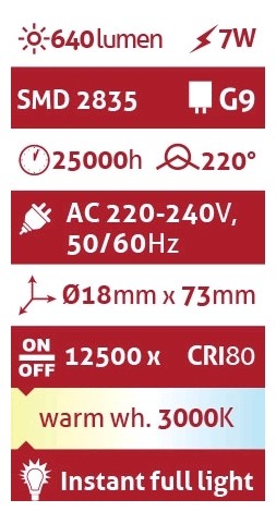 Avide LED G9 7W 220° Θερμό 3000K Avide LED G9 7W 220° Θερμό 3000K - Image 3