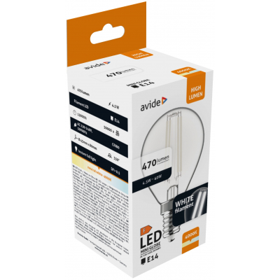 Avide LED White Filament Mini Σφαιρική 4.5W E14 NW 4000K Avide LED White Filament Mini Σφαιρική 4.5W E14 NW 4000K
