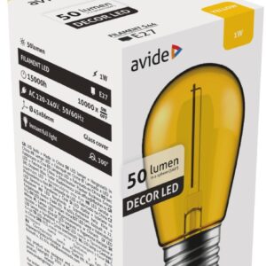 Avide LED Διακοσμητική Λάμπα Filament 1W E27 Κίτρινο