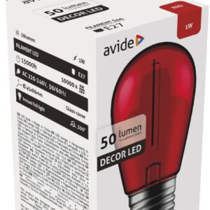 Avide LED Διακοσμητική Λάμπα Filament 1W E27 Κόκκινο