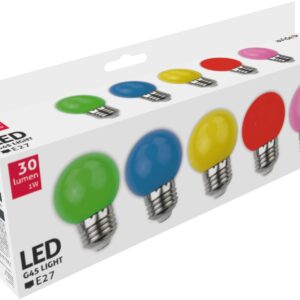 Avide LED Διακοσμητική Λάμπα G45 1W E27 (5τμχ) (Πράσινο/Μπλέ/Κίτρινο/Κόκκινο/Ρόζ)