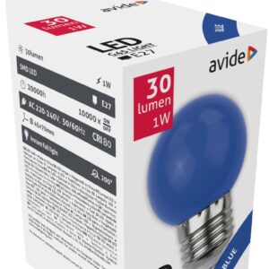 Avide LED Διακοσμητική Λάμπα G45 1W E27 Μπλέ