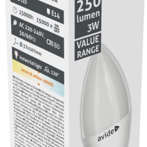Avide LED Κερί 3W E14 Λευκό 4000K Value