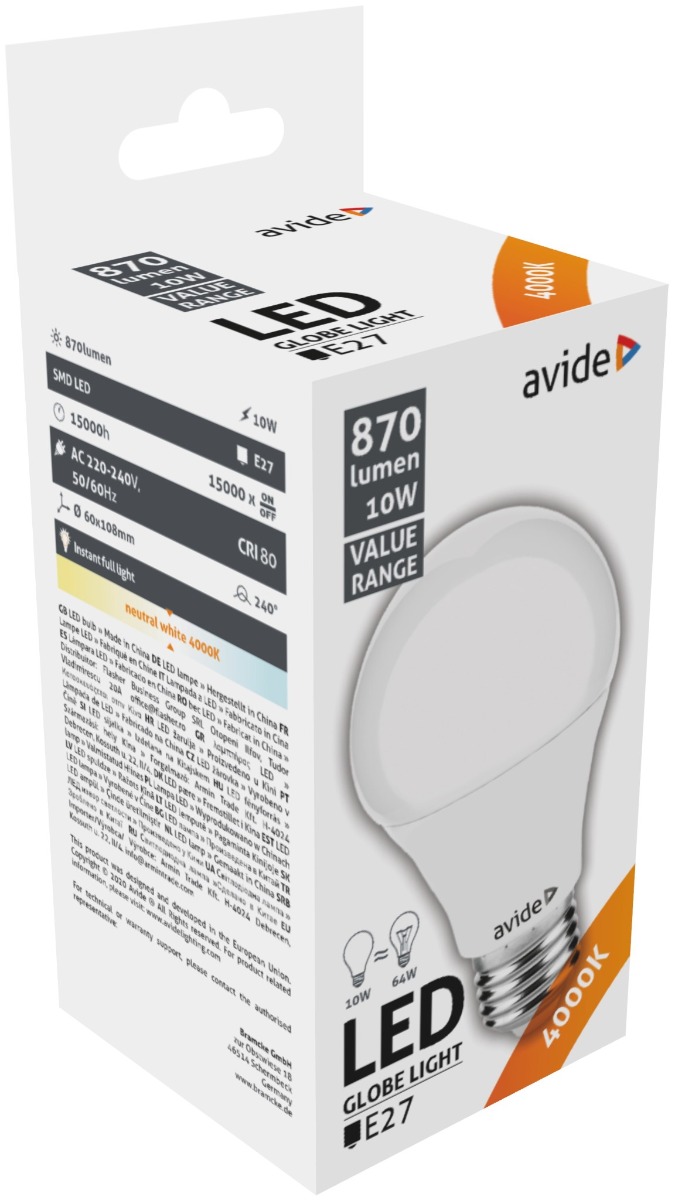 Avide LED Κοινή 10W E27 Λευκό 4000K Value Avide LED Κοινή 10W E27 Λευκό 4000K Value