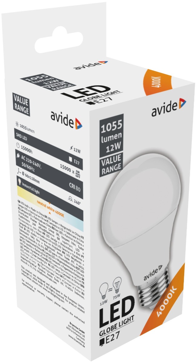 Avide LED Κοινή 12W E27 Λευκό 4000K Value Avide LED Κοινή 12W E27 Λευκό 4000K Value