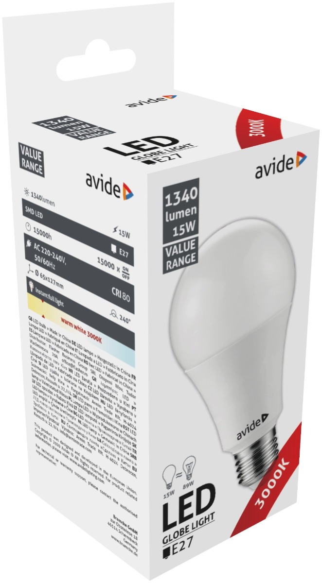 Avide LED Κοινή 15W E27 Θερμό 3000K Value Avide LED Κοινή 15W E27 Θερμό 3000K Value