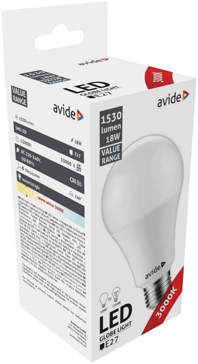 Avide LED Κοινή 18W E27 Θερμό 3000K Value Avide LED Κοινή 18W E27 Θερμό 3000K Value