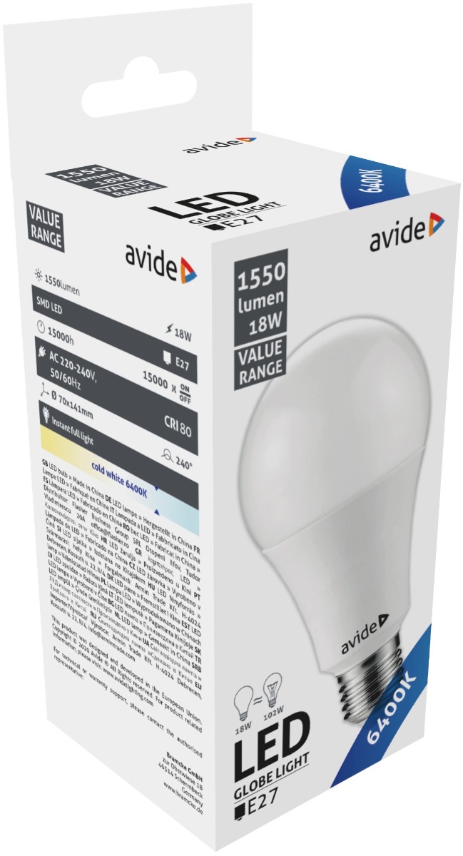 Avide LED Κοινή 18W E27 Ψυχρό 6400K Value Avide LED Κοινή 18W E27 Ψυχρό 6400K Value