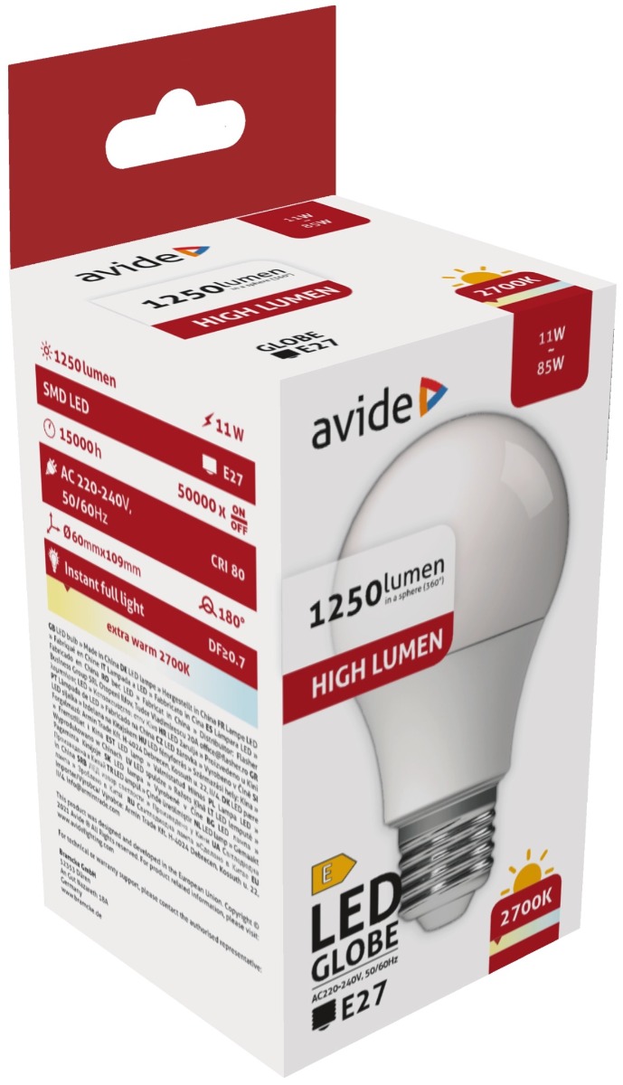 Avide LED Κοινή A60 11W E27 Θερμό 2700K Avide LED Κοινή A60 11W E27 Θερμό 2700K