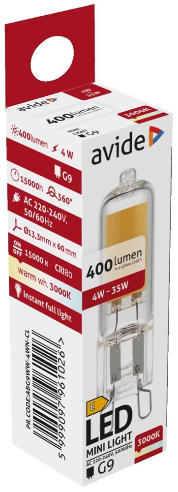 Avide LED Λαμπτήρας 4W G9 COB WW 3000K Avide LED Λαμπτήρας 4W G9 COB WW 3000K