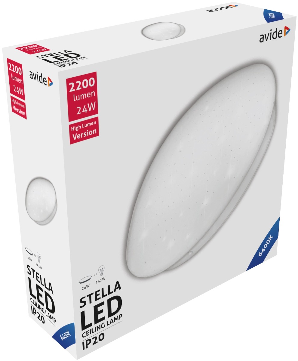 Avide LED Μοντέρνα Πλαφονιέρα Οροφής Stella (Starry) 24W 380*110.0mm Ψυχρό 6400Κ Avide LED Μοντέρνα Πλαφονιέρα Οροφής Stella (Starry) 24W 380*110.0mm Ψυχρό 6400Κ