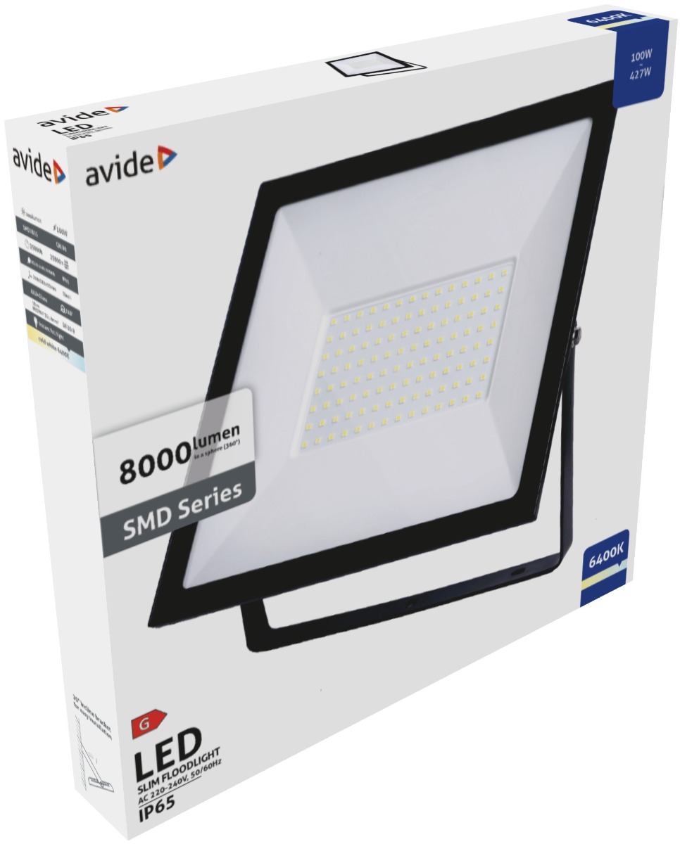 Avide LED Προβολέας Slim SMD 100W Ψυχρό 6400K Value Avide LED Προβολέας Slim SMD 100W Ψυχρό 6400K Value