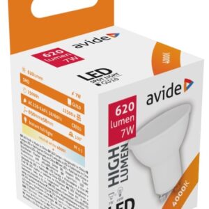 Avide LED Σπότ Αλουμίνιο + Πλαστικό 7W GU10 110° Λευκό 4000K Υψηλής Φωτεινότητας