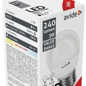 Avide LED Σφαιρική 3W E27 Θερμό 3000K Value