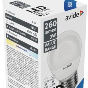 Avide LED Σφαιρική 3W E27 Ψυχρό 6400K Value