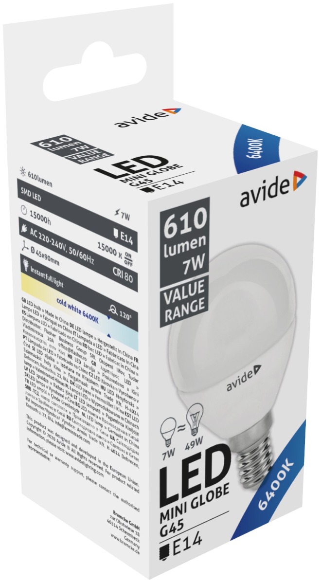 Avide LED Σφαιρική 7W E14 Ψυχρό 6400K Value Avide LED Σφαιρική 7W E14 Ψυχρό 6400K Value